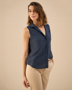 Camisa clásica manga sisa para mujer - Azul