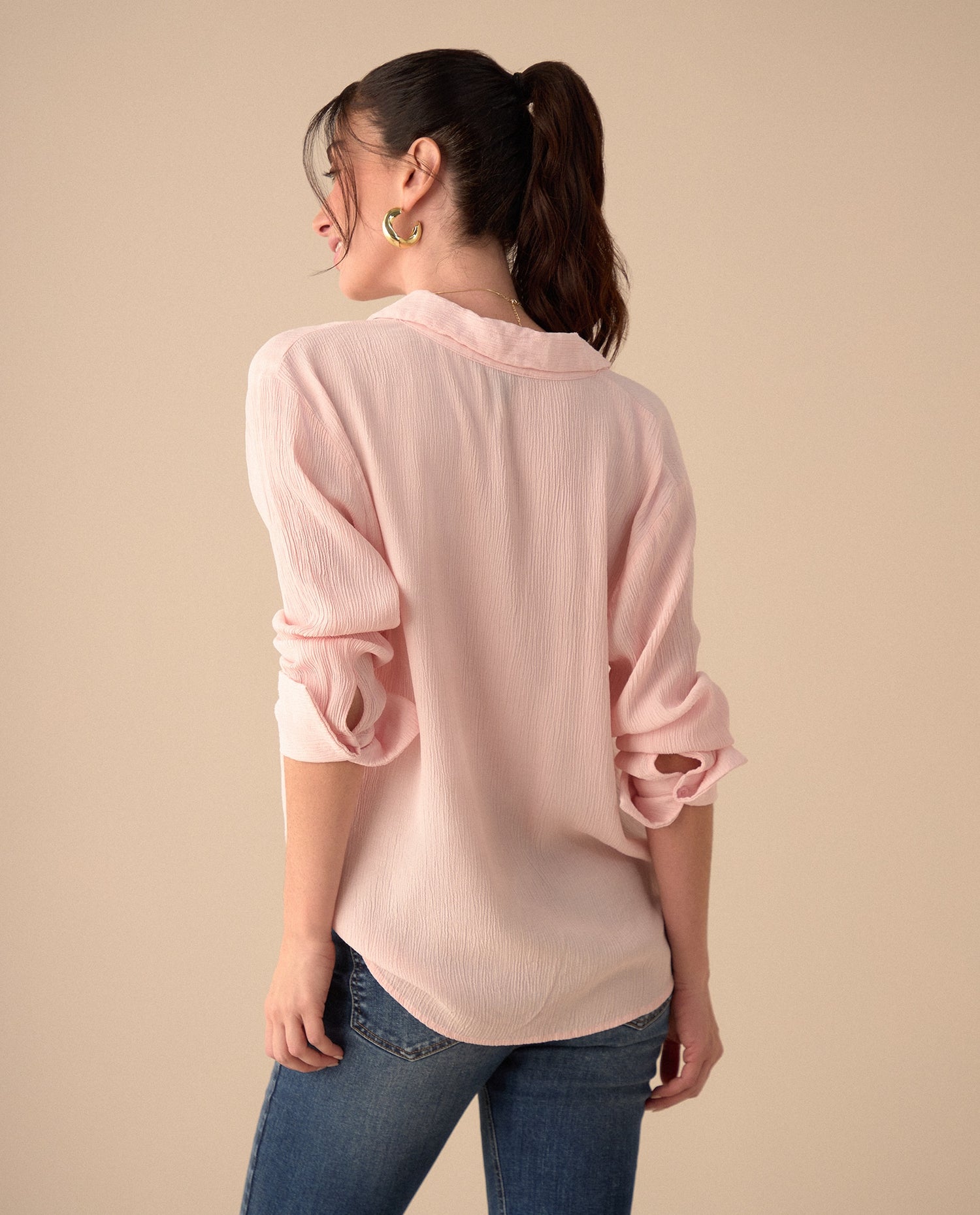 Camisa con mini bordado ESPRIT para mujer - Rosa