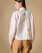 Camisa de cuello camisero manga larga en algodón - Blanco