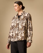Camisa manga larga con acabado artesanal cuello camisero - Marron