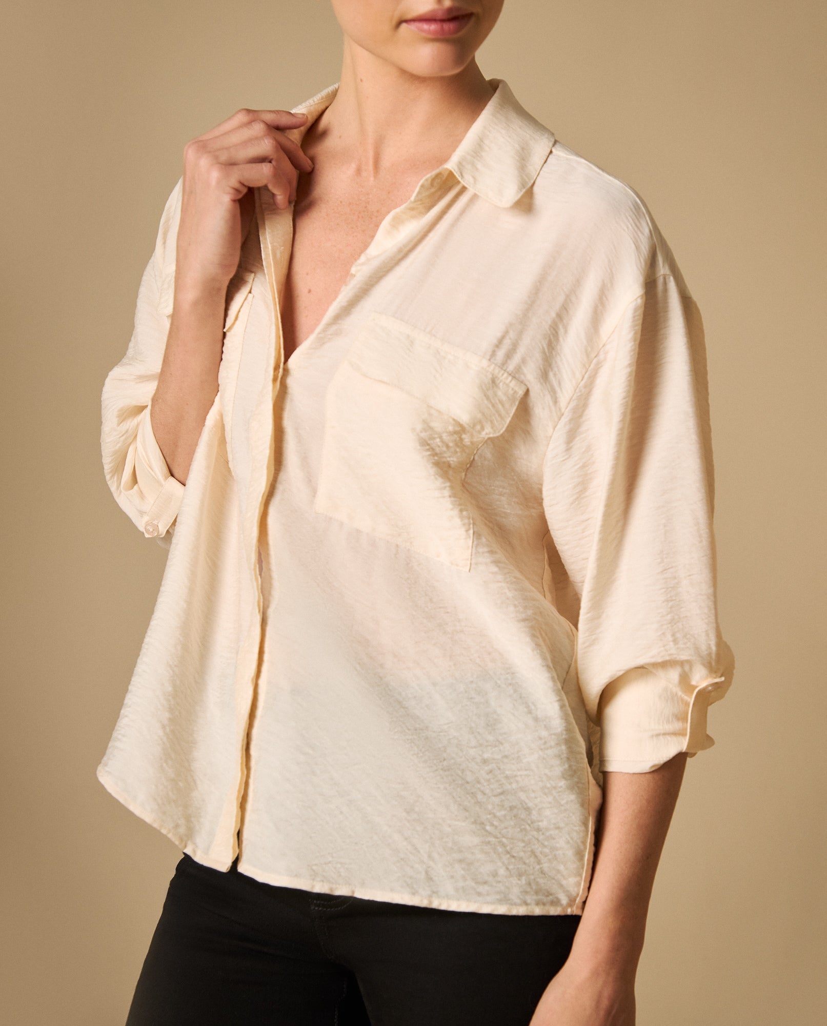 Camisa manga larga con acabado artesanal - Crudo 34_411H014_CRU111302_3
