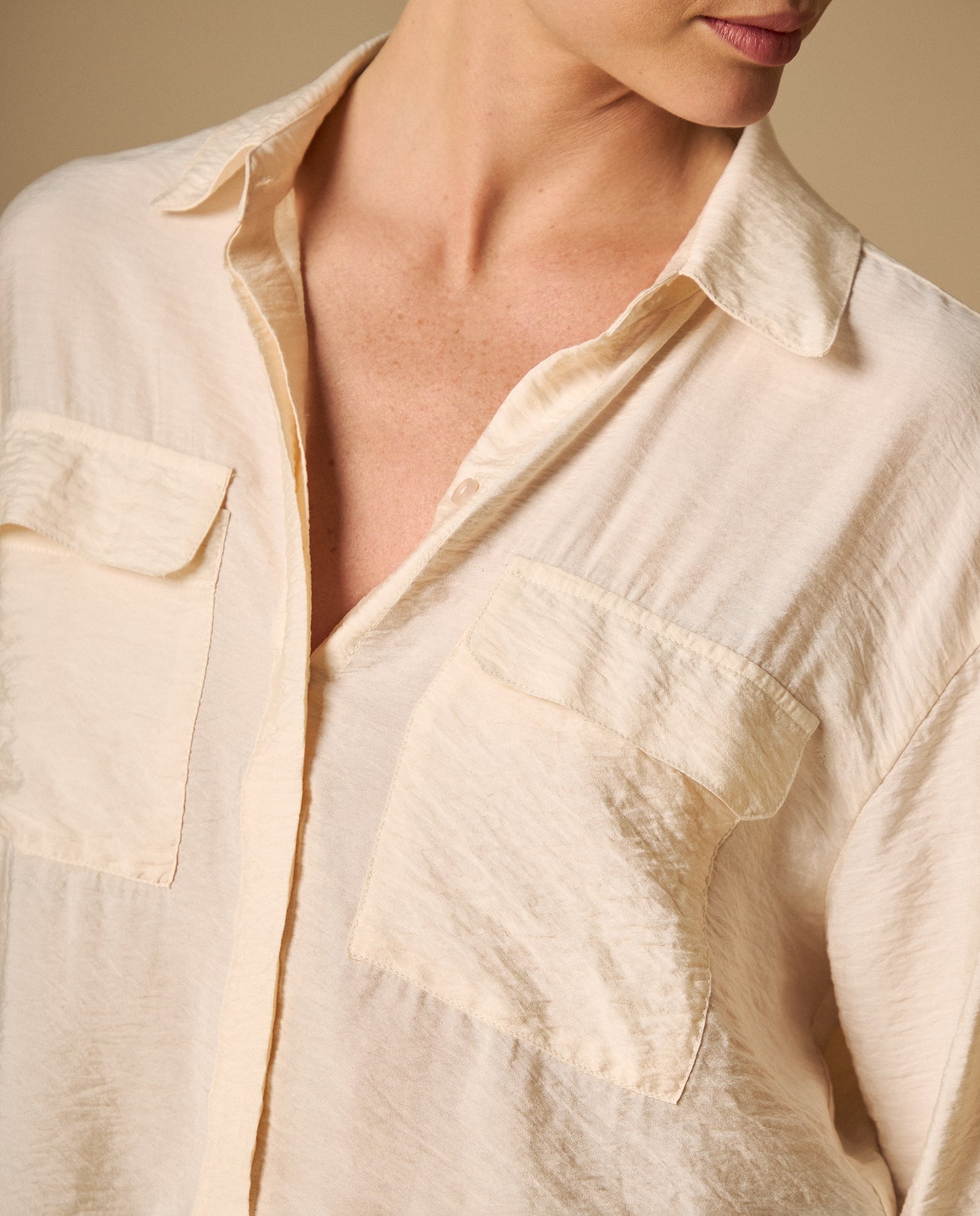 Camisa manga larga con acabado artesanal - Crudo