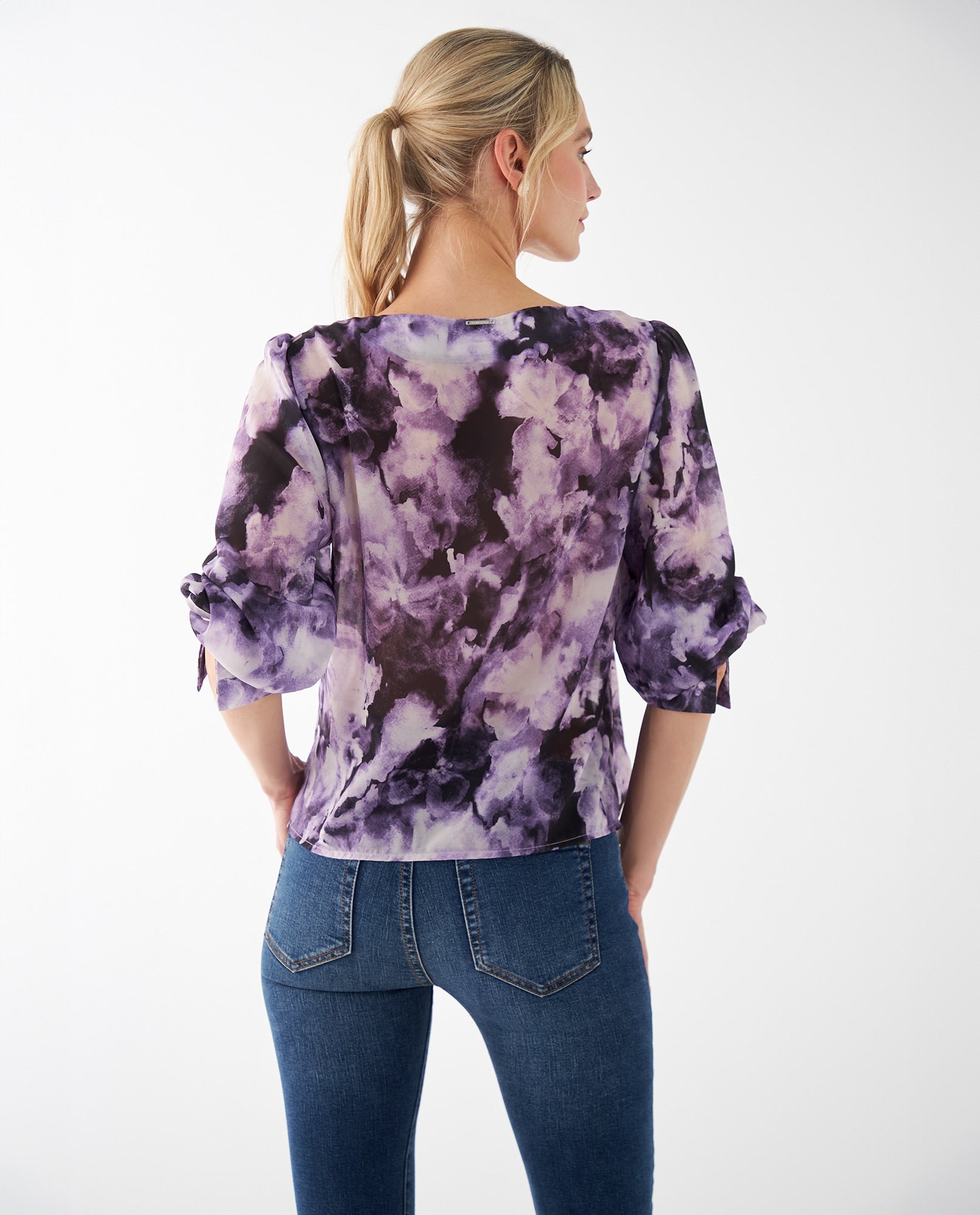 Camisa con estampado abstracto para mujer - Morado 34_412F003_MOR173725_4