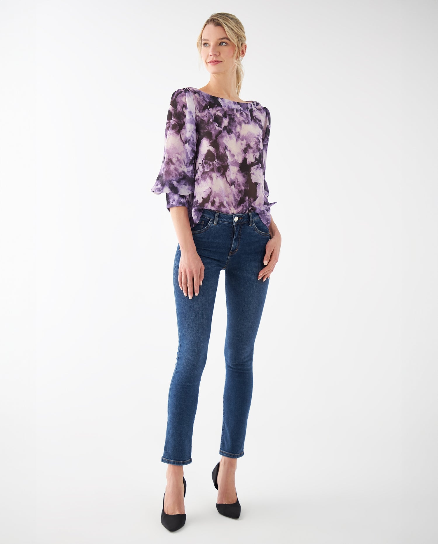 Camisa con estampado abstracto para mujer - Morado