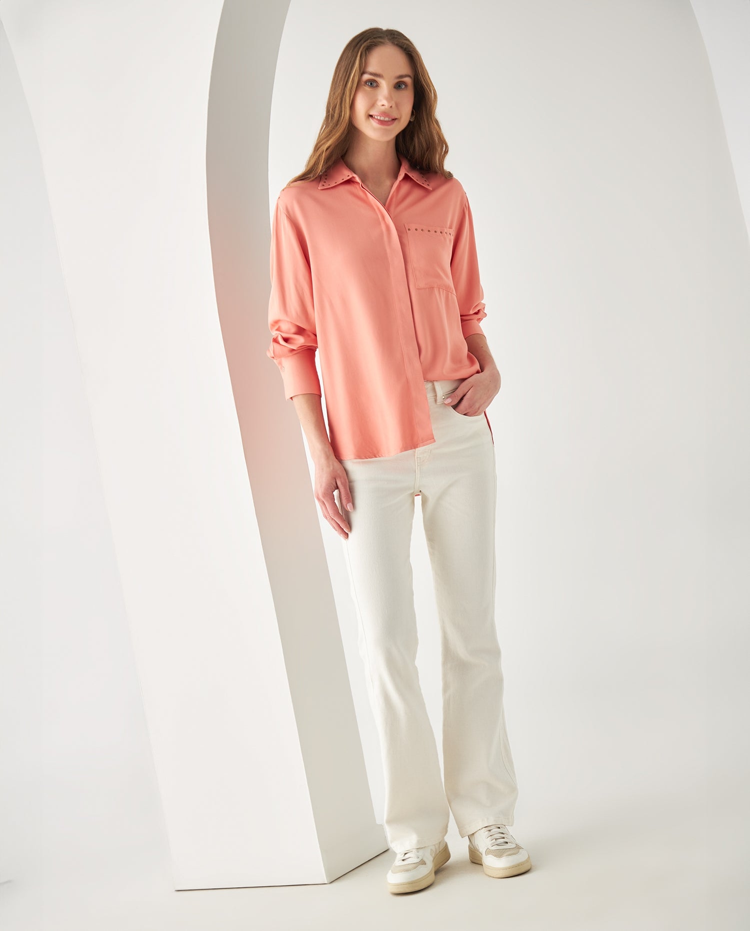Camisa con apliques para mujer - Rosa