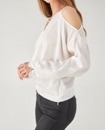 Camisa en tela tipo satín para mujer - Crudo