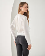 Camisa en tela tipo satín para mujer - Crudo