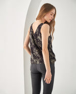 Camisa con detalles brillantes para mujer - Negro