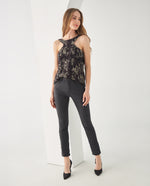 Camisa con detalles brillantes para mujer - Negro