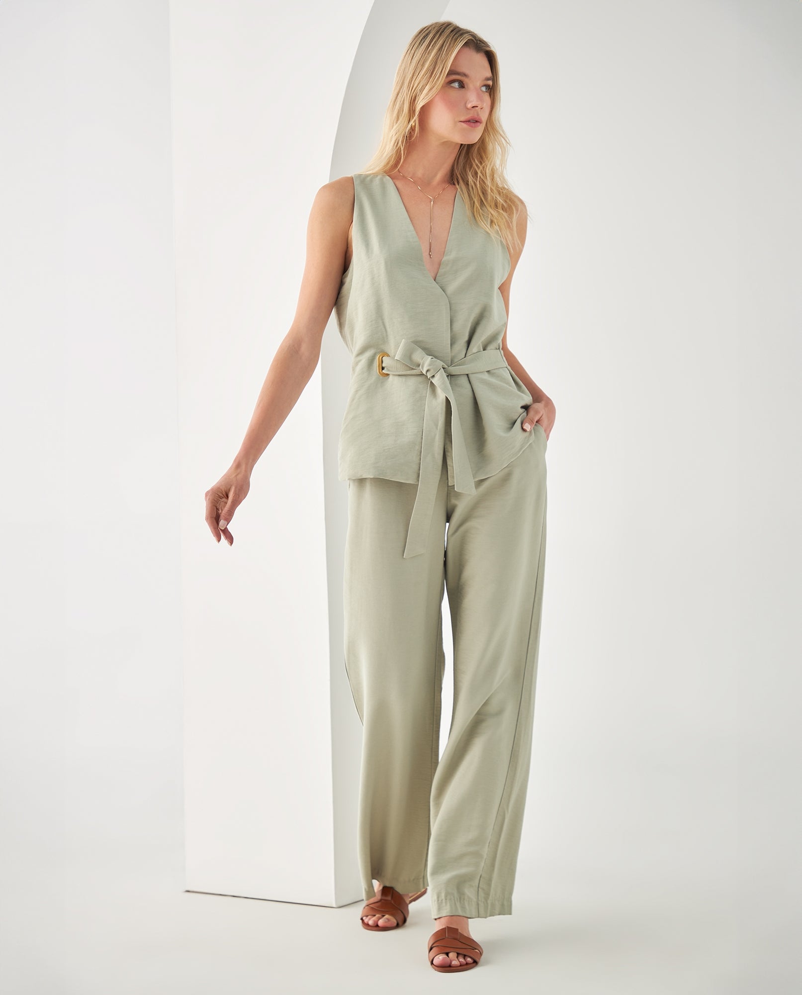 Camisa tipo chaleco para mujer - Verde 34_412F031_VER180426_5