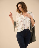 Camisa manga corta estampada para mujer - Blanco
