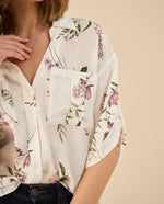 Camisa manga corta estampada para mujer - Blanco