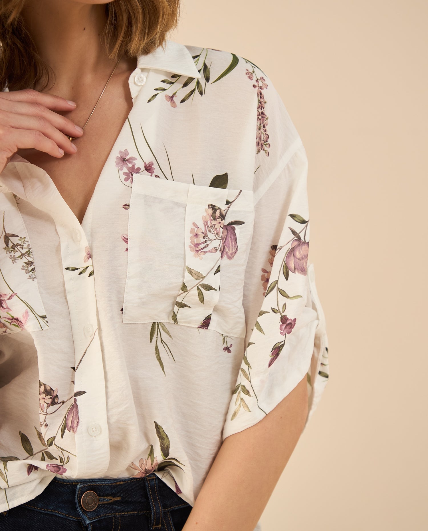 Camisa manga corta estampada para mujer - Blanco