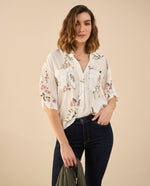Camisa manga corta estampada para mujer - Blanco