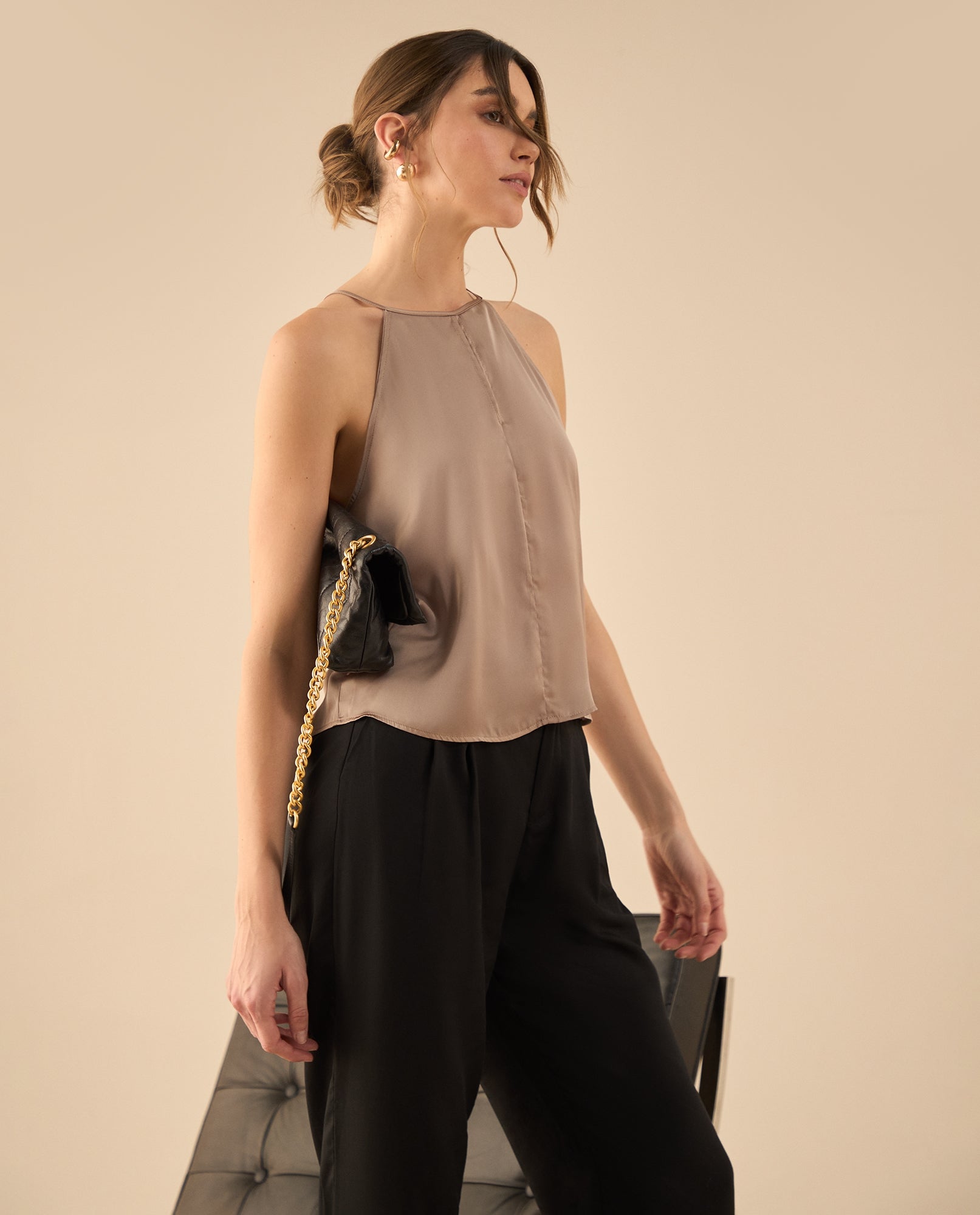 Camisa de tiras para mujer - Beige 34_412G007_BEI161108_5
