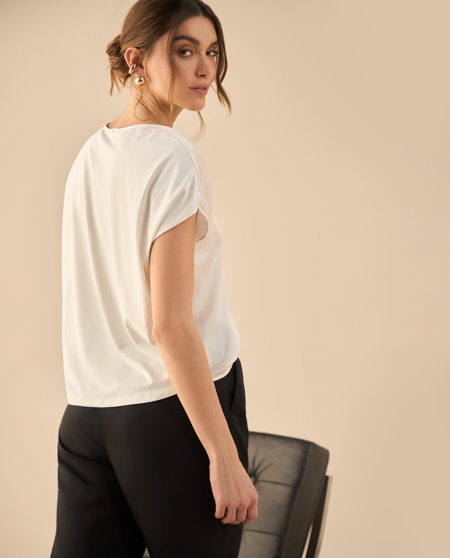 Camisa tipo satín para mujer - Crudo