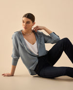 Camisa de ruedo curvo para mujer - Azul