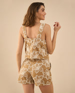 Camisa tipo crop para mujer - Café