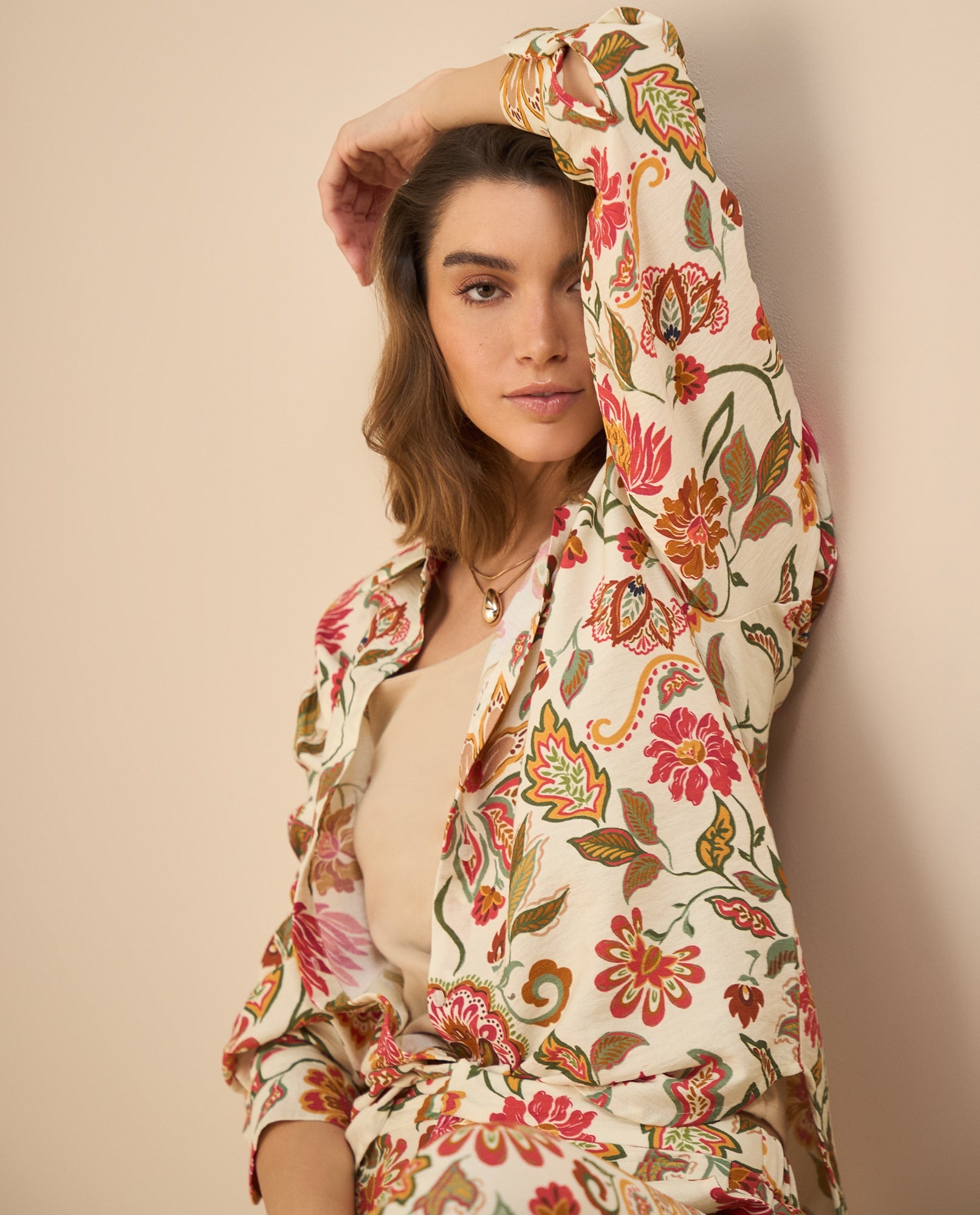 Camisa estampada para mujer - Crudo 34_412G015_CRU114201_0