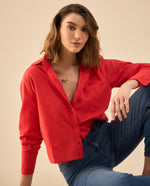 Camisa clásica manga larga para mujer - Rojo