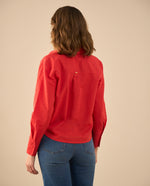Camisa clásica manga larga para mujer - Rojo