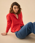 Camisa clásica manga larga para mujer - Rojo