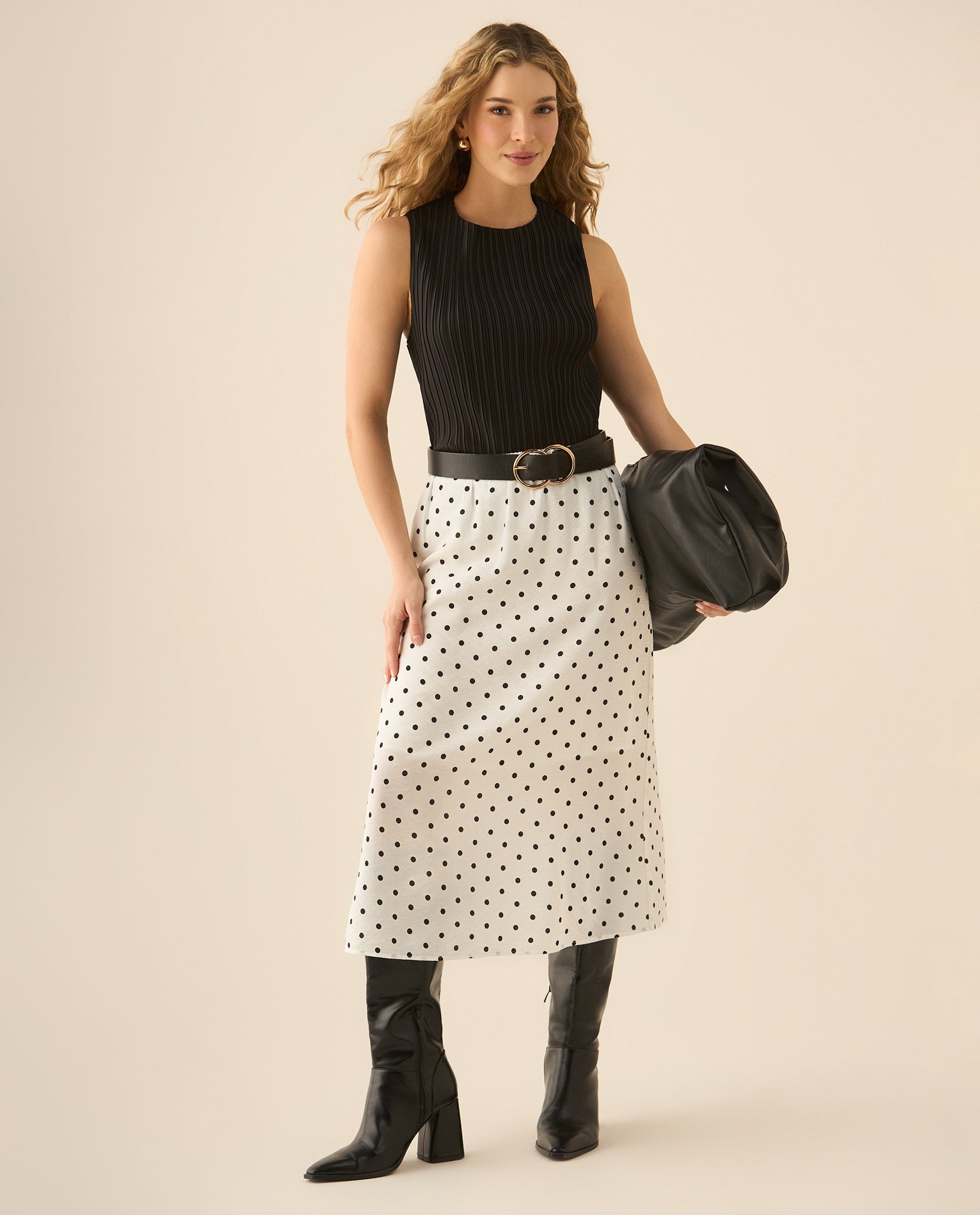 Camisa manga sisa de tela plisada para mujer - Negro 34_412G200_NEG193909_5