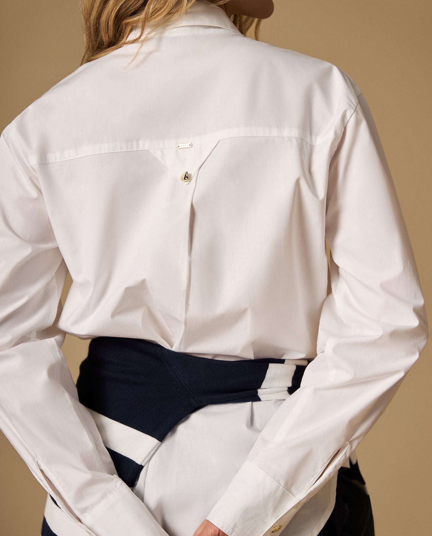 Camisa manga larga cuello camisero en algodón - Blanco