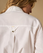 Camisa manga larga cuello camisero en algodón - Blanco