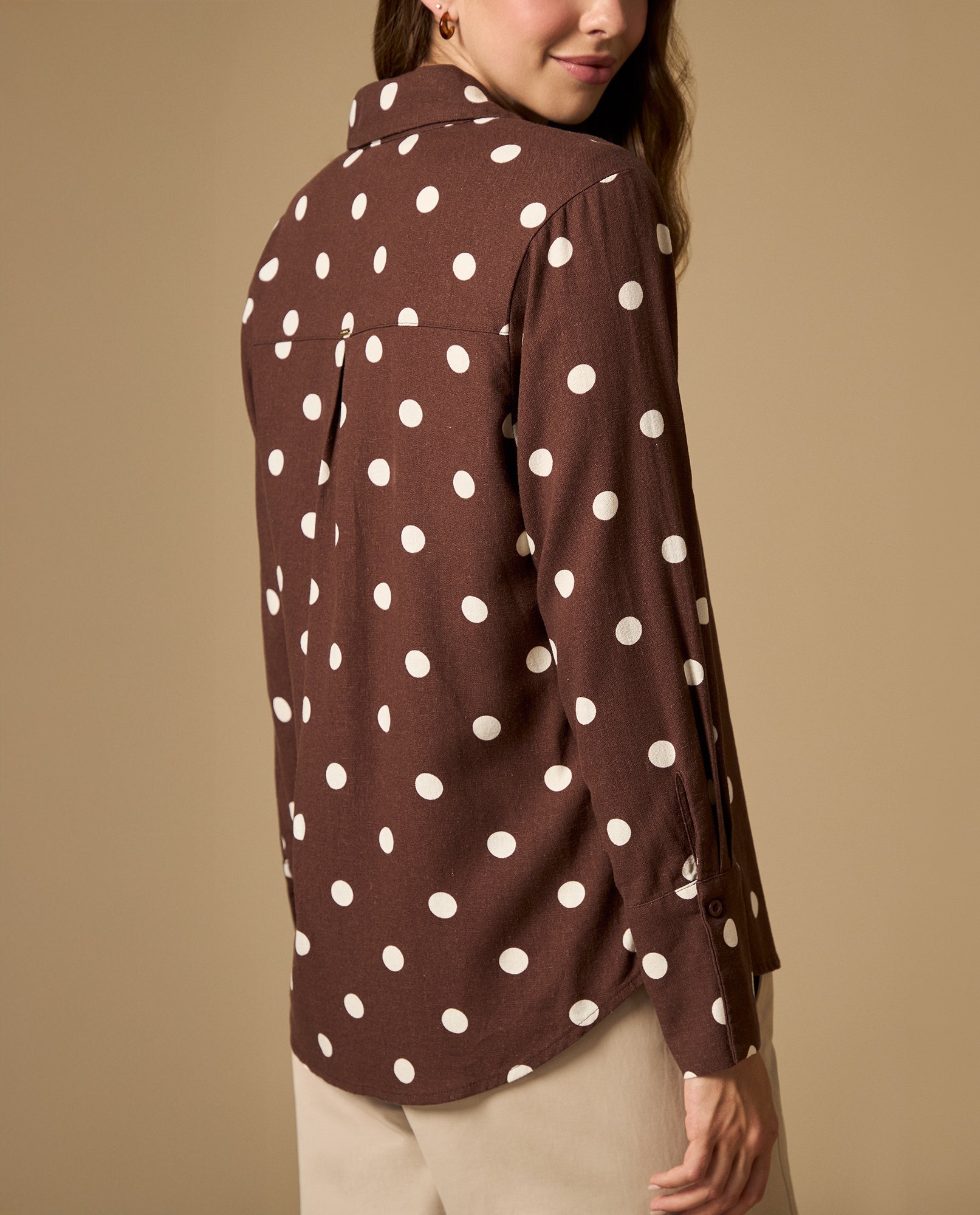 Camisa manga larga con estampado de puntos - Cafe 34_412H005_CAF191215_4