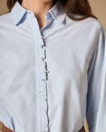 Camisa camisera manga larga con bordado frontal - Azul