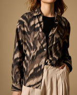 Camisa manga larga cuello camisero tejido fluido - Gris