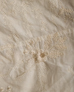 Camisa camisera manga larga con bordado floral - Blanco