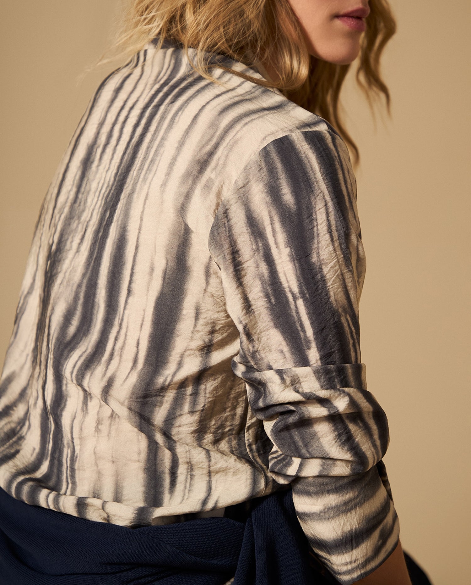 Camisa camisera manga larga con rayas difuminadas - Azul