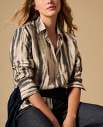 Camisa camisera manga larga con rayas difuminadas - Azul