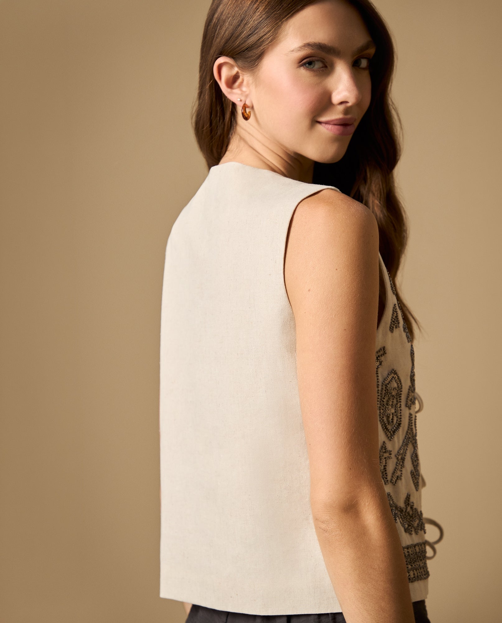Camisa manga larga con mezcla de lino - Blanco 34_412H213_BLA114202_5