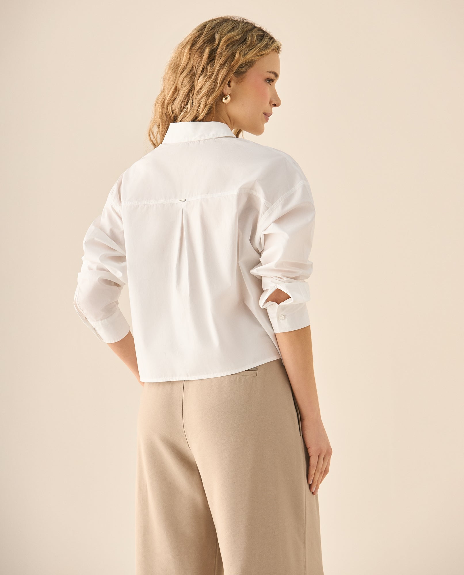 Camisa manga larga con bolsillos de tapa para mujer  - Blanco 34_413G000_BLA110601_4