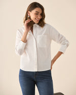 Camisa clásica con bordado para mujer - Blanco