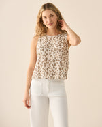 Camisa de corte en A y estampado animal print para mujer  - Beige