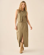 Camisa tipo chaleco cuello redondo para mujer  - Verde