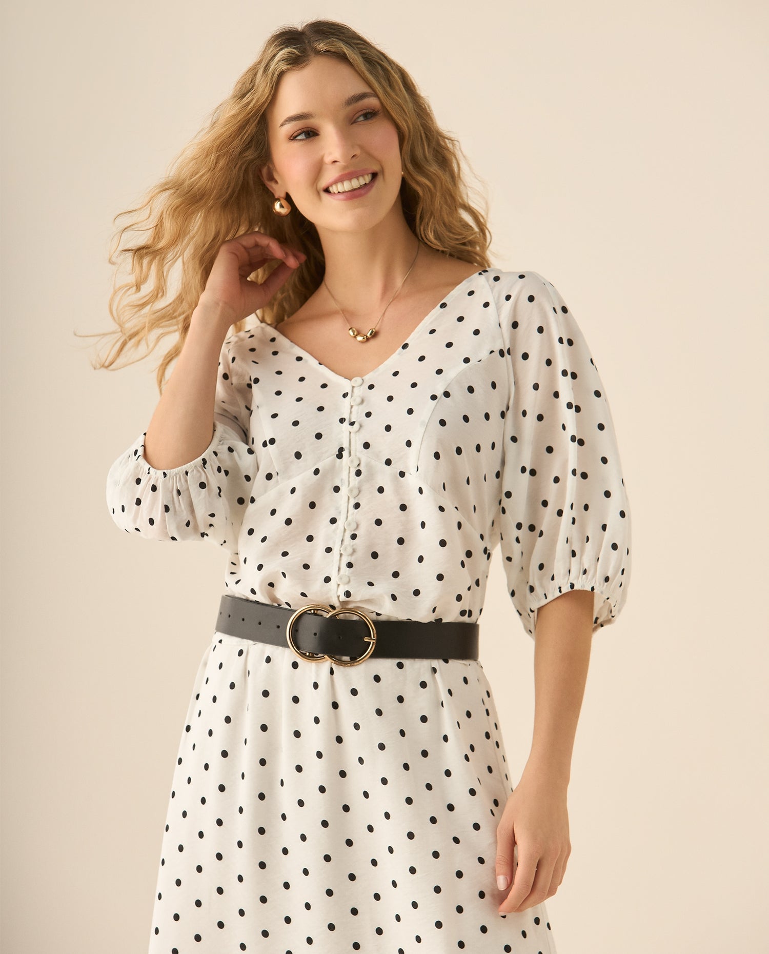 Camisa con escote en V para mujer - Blanco