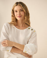 Camisa con escote redondo para mujer - Blanco