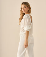 Camisa con escote redondo para mujer - Blanco
