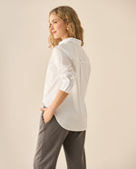 Camisa clásica con apliques de piedras para mujer - Blanco