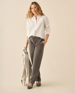 Camisa clásica con apliques de piedras para mujer - Blanco