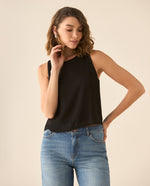Camisa manga sisa con textura para mujer  - Negro