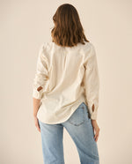 Camisa de rayas con brillo para mujer  - Blanco
