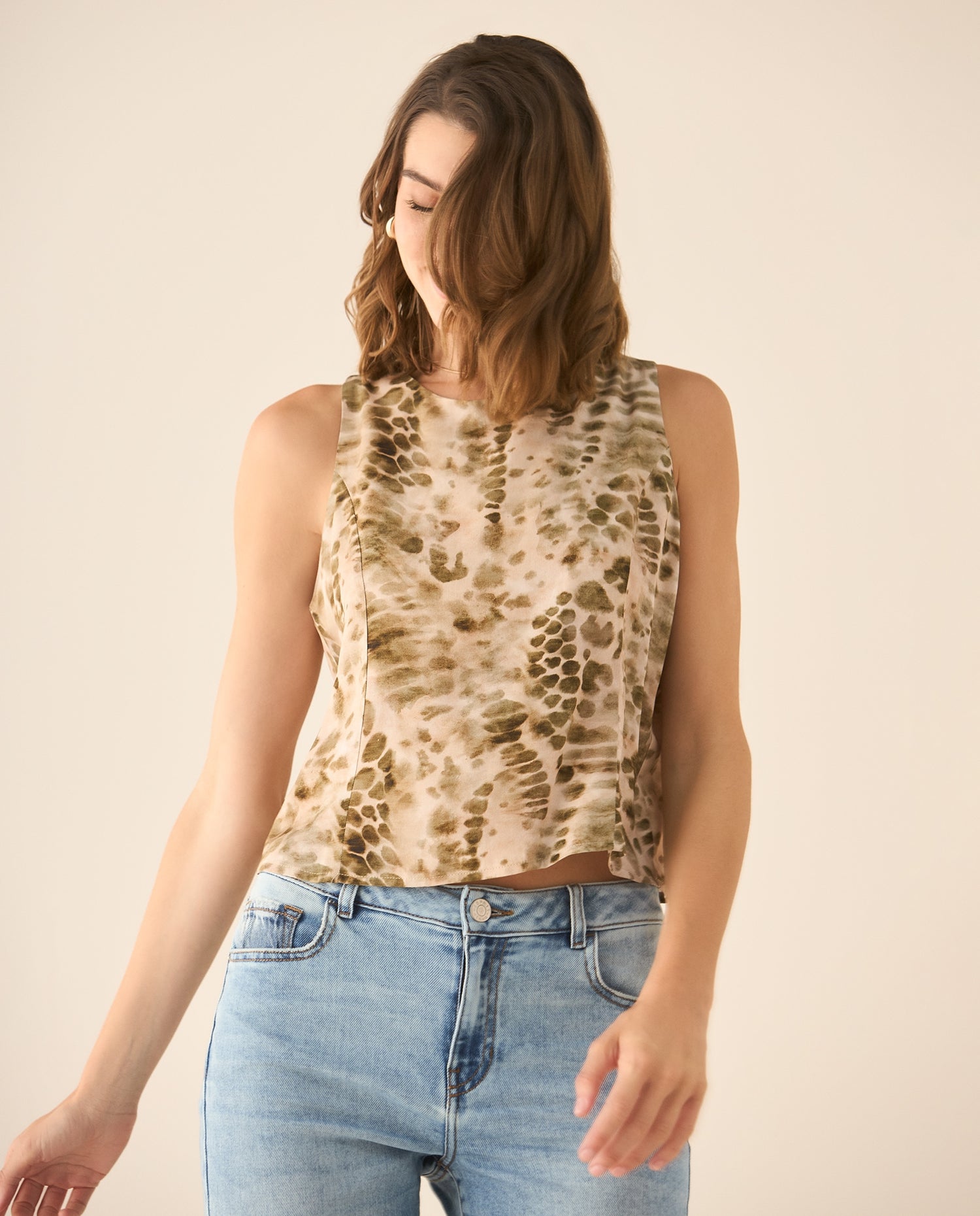 Camisa manga sisa con estampado para mujer  - Verde