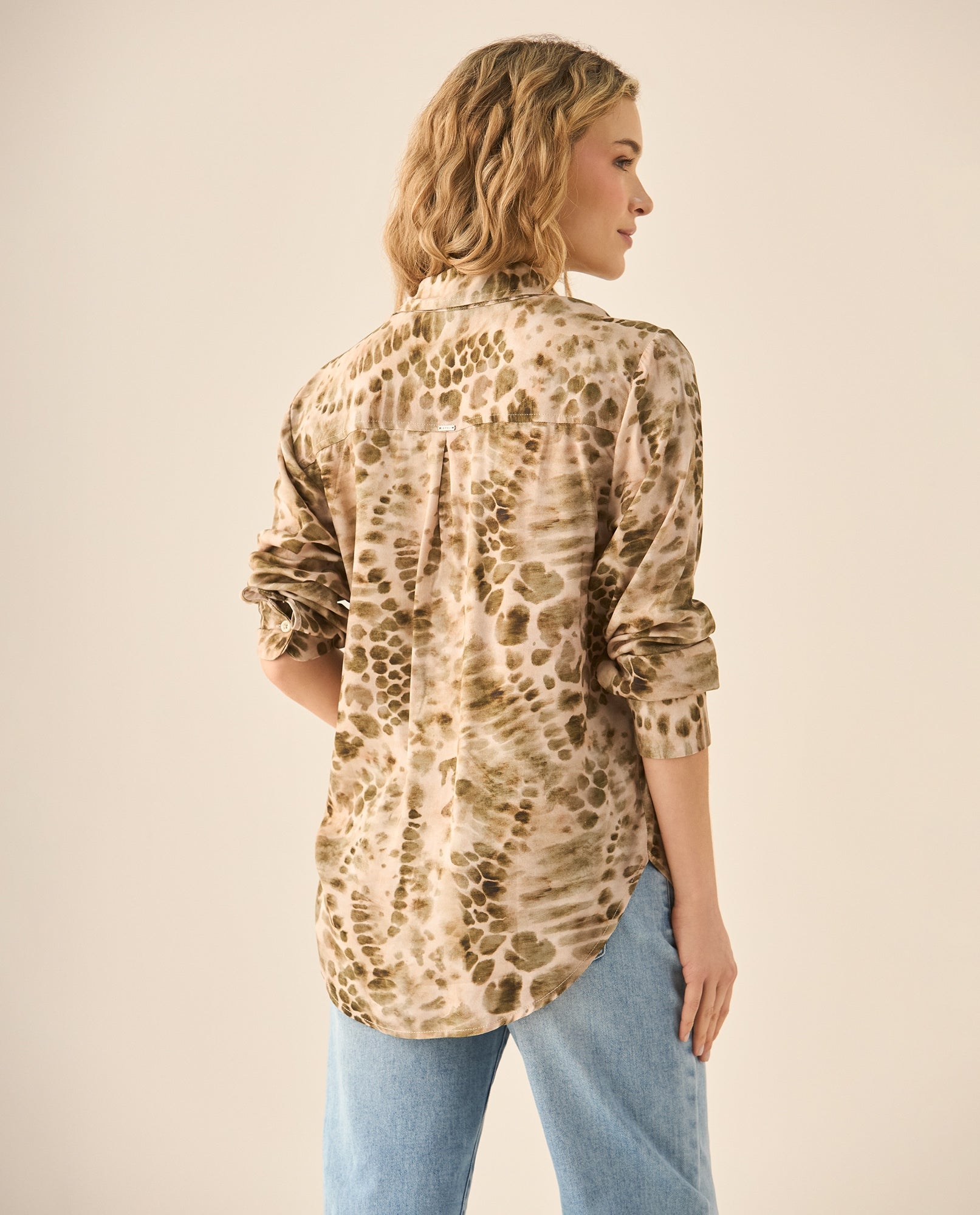 Camisa manga larga con estampado para mujer  - Verde 34_413G034_VER170618_4