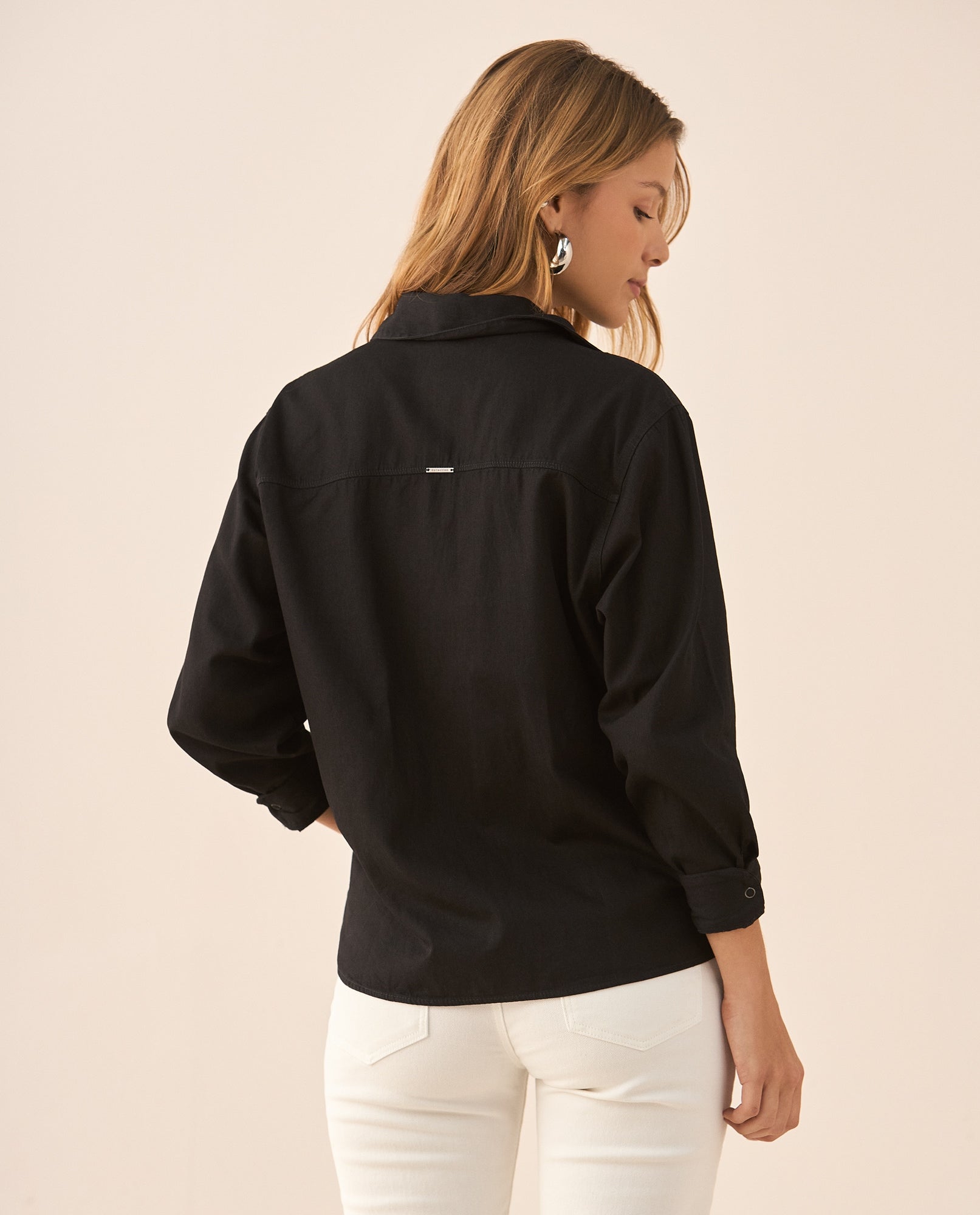 Camisa manga larga con apliques para mujer - Negro 34_419F002_NEG193909_4